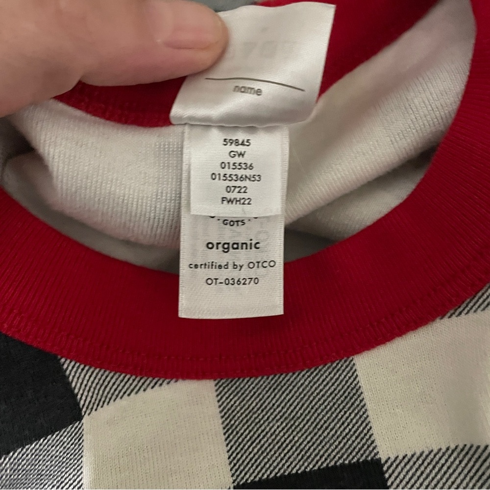 Hanna Andersson Black and White Checkered Pajamas with Red Trim, M - Picture 11 of 13